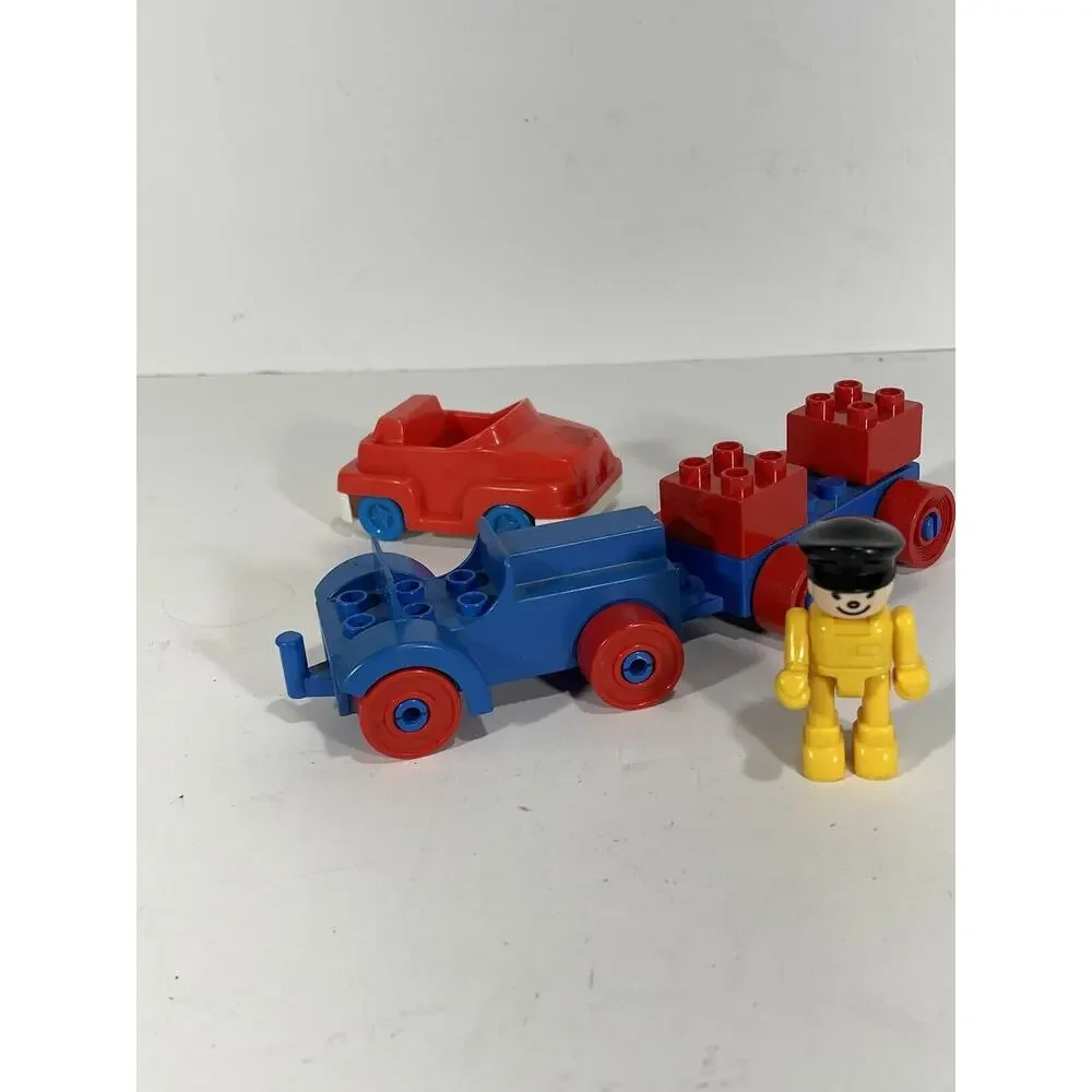 Lot 6 Vintage Illco Little People Car + Lego Train Cars + 70’s Toy Cop Black Hat